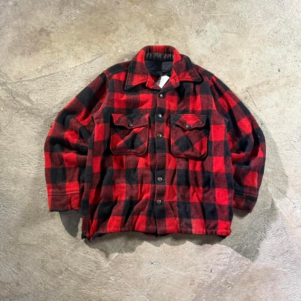 Vintage 60’s 70’s Red Plaid Wool Coat